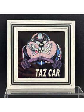 Vintage Taz Car Tasmanian Devil Carnival Prize Glass Tile